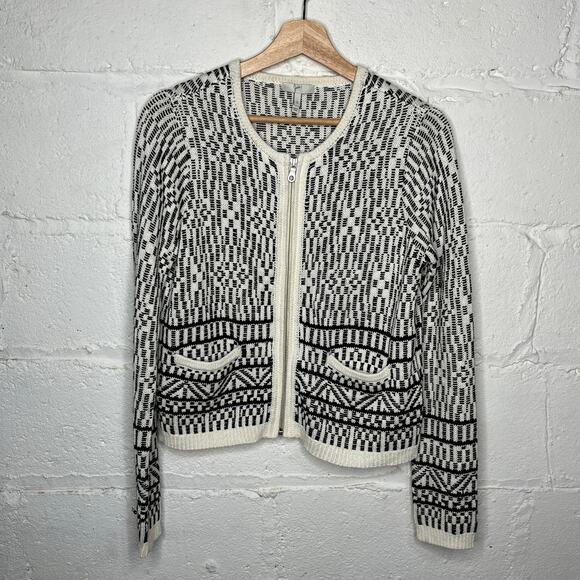 Joie Women's Linen Cotton Blend Knit Jacolyn Zip Up Sweater Blazer Size Small - Picture 2 of 7